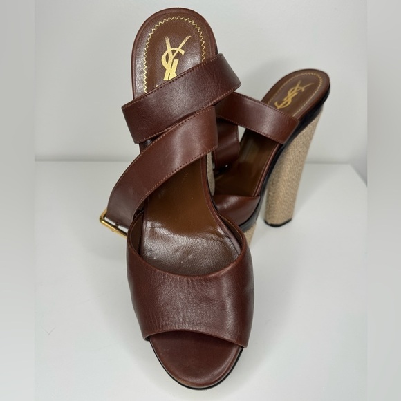 YSL Yves Saint Laurent Leather Cruise Platform Sandals Sz 39 - Picture 1 of 7